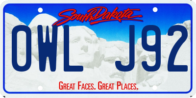 SD license plate 0WLJ92