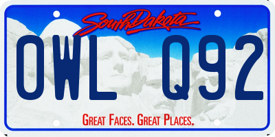 SD license plate 0WLQ92