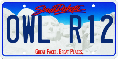 SD license plate 0WLR12