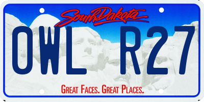 SD license plate 0WLR27