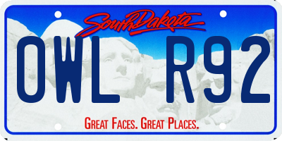 SD license plate 0WLR92