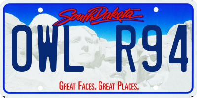 SD license plate 0WLR94