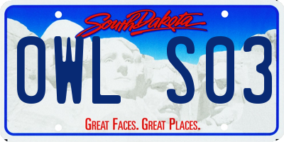 SD license plate 0WLS03