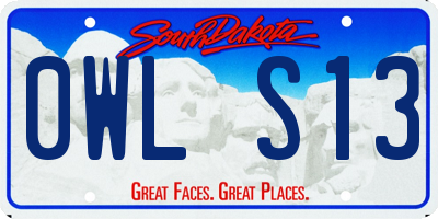 SD license plate 0WLS13