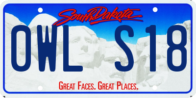 SD license plate 0WLS18
