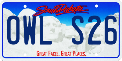 SD license plate 0WLS26
