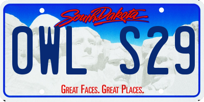 SD license plate 0WLS29