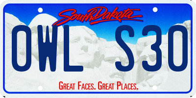 SD license plate 0WLS30