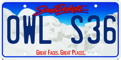 SD license plate 0WLS36
