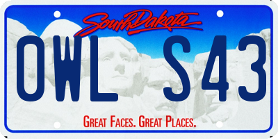SD license plate 0WLS43
