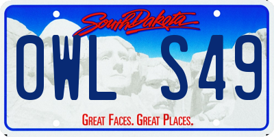 SD license plate 0WLS49