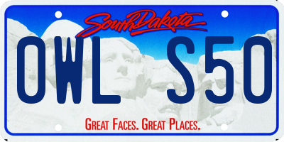 SD license plate 0WLS50