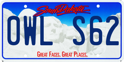 SD license plate 0WLS62