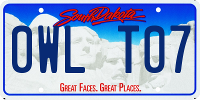 SD license plate 0WLT07