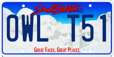 SD license plate 0WLT51