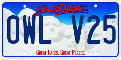 SD license plate 0WLV25