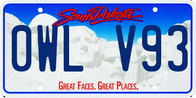 SD license plate 0WLV93