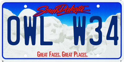 SD license plate 0WLW34