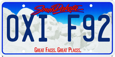 SD license plate 0XIF92