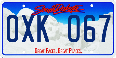 SD license plate 0XKO67