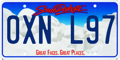 SD license plate 0XNL97