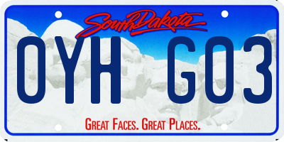 SD license plate 0YHG03