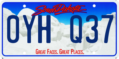 SD license plate 0YHQ37
