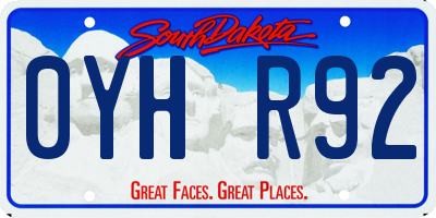 SD license plate 0YHR92