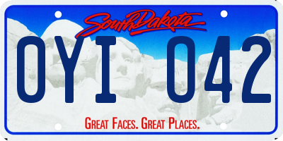 SD license plate 0YIO42