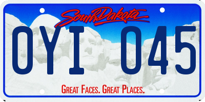 SD license plate 0YIO45