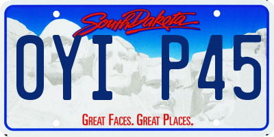 SD license plate 0YIP45