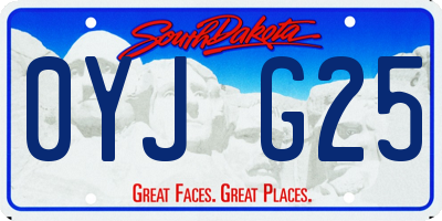 SD license plate 0YJG25