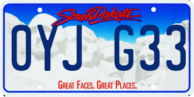 SD license plate 0YJG33