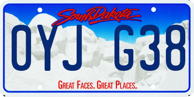 SD license plate 0YJG38