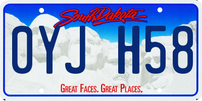 SD license plate 0YJH58
