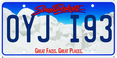 SD license plate 0YJI93