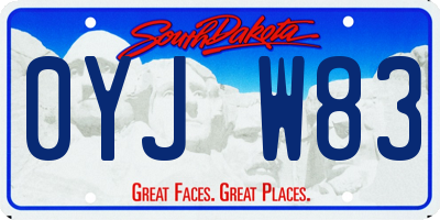 SD license plate 0YJW83