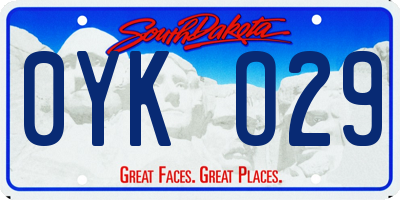 SD license plate 0YKO29
