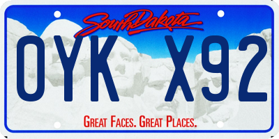 SD license plate 0YKX92