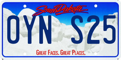 SD license plate 0YNS25