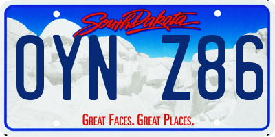 SD license plate 0YNZ86