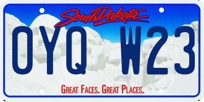 SD license plate 0YQW23