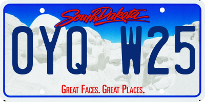 SD license plate 0YQW25
