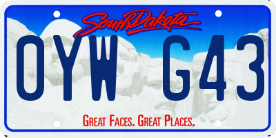 SD license plate 0YWG43