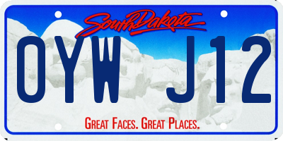 SD license plate 0YWJ12