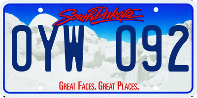 SD license plate 0YWO92