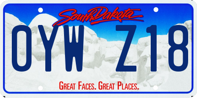 SD license plate 0YWZ18