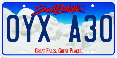 SD license plate 0YXA30
