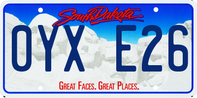 SD license plate 0YXE26