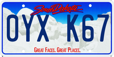 SD license plate 0YXK67